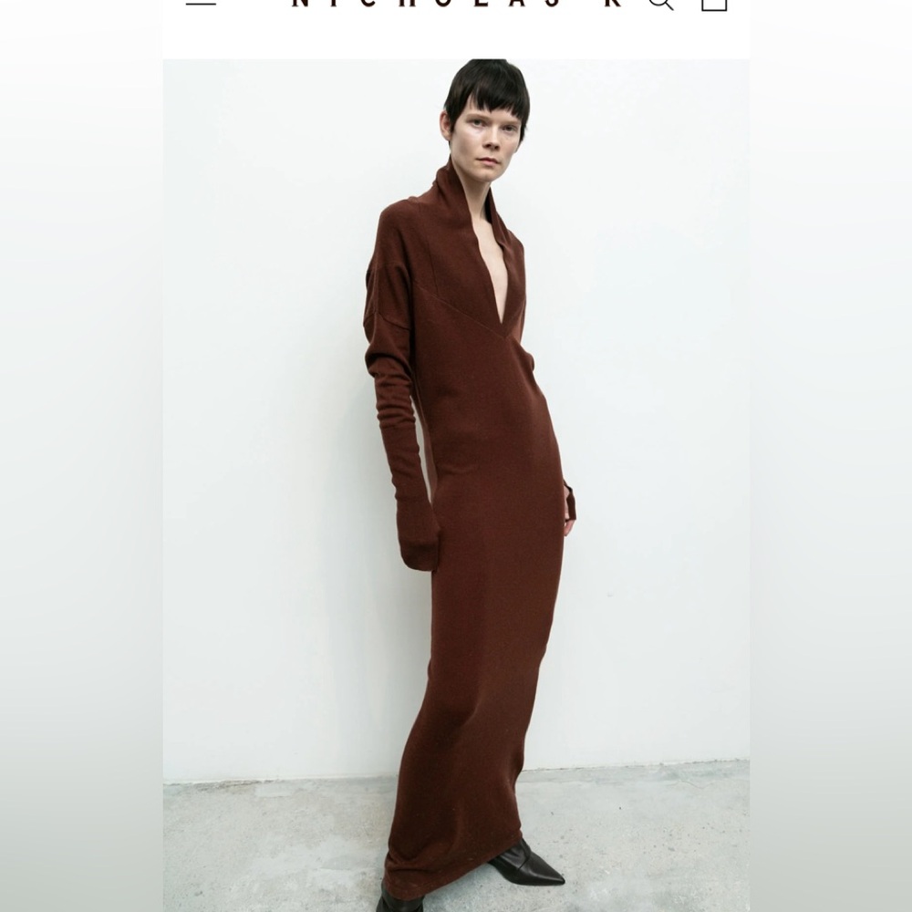 Nicholas K Reversible Long Sweater Maxi Dress Size Small Alpaca like new- gray